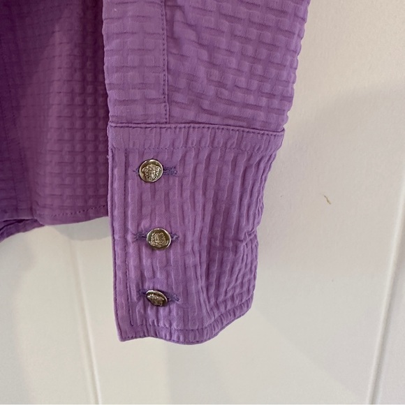Vintage Versace Jeans Couture Purple Button-Up Fitted Shirt (Small) - Picture 5 of 7
